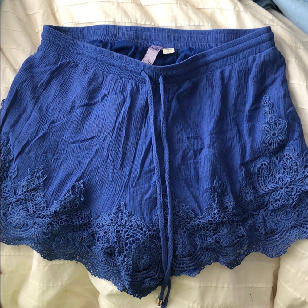 Blue lace shorts!